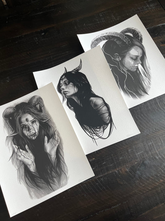 3 HEATHENS - TWISTED, VILE, & SEETHING - BUNDLE - 11x14"